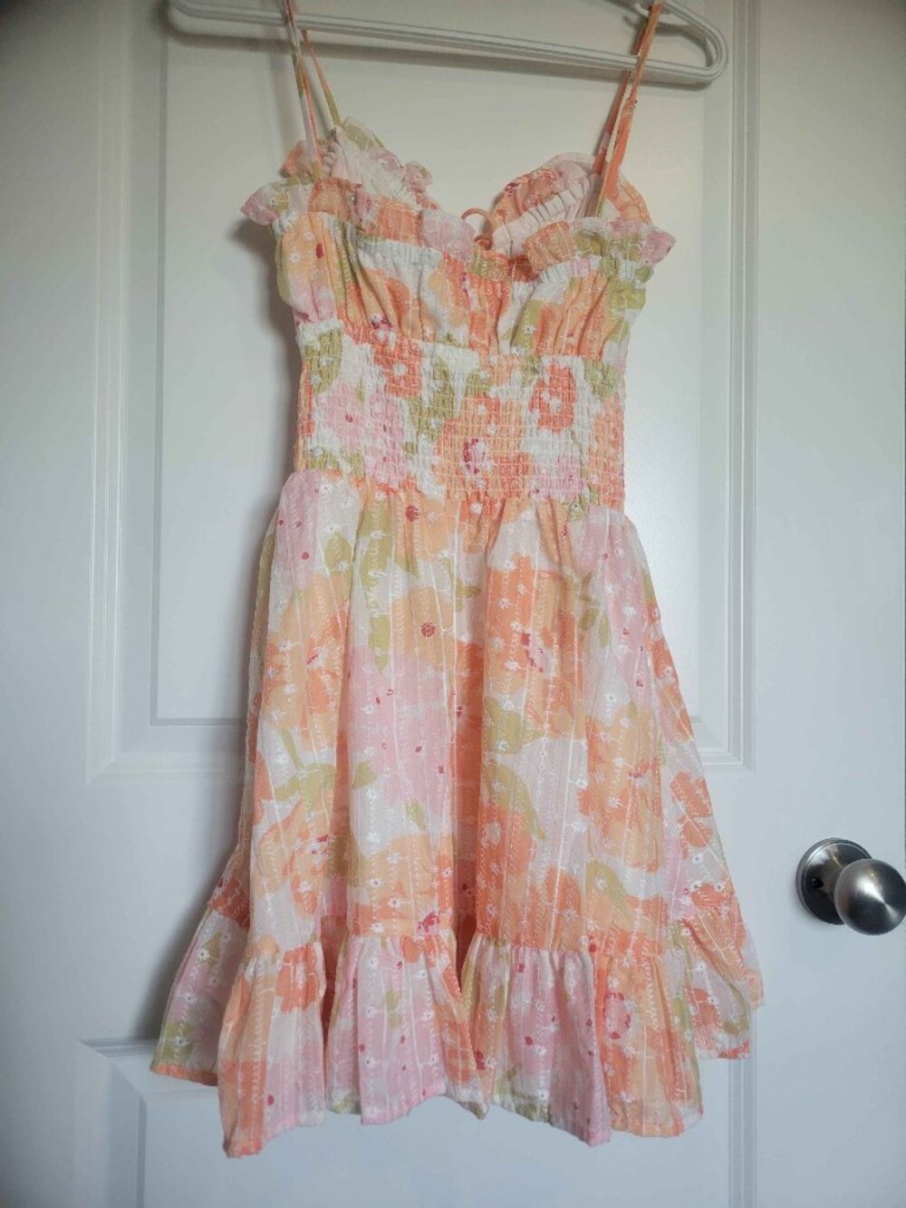 SABO beautiful floral summer dress frilly with cut out, womens - Picture 2 of 5